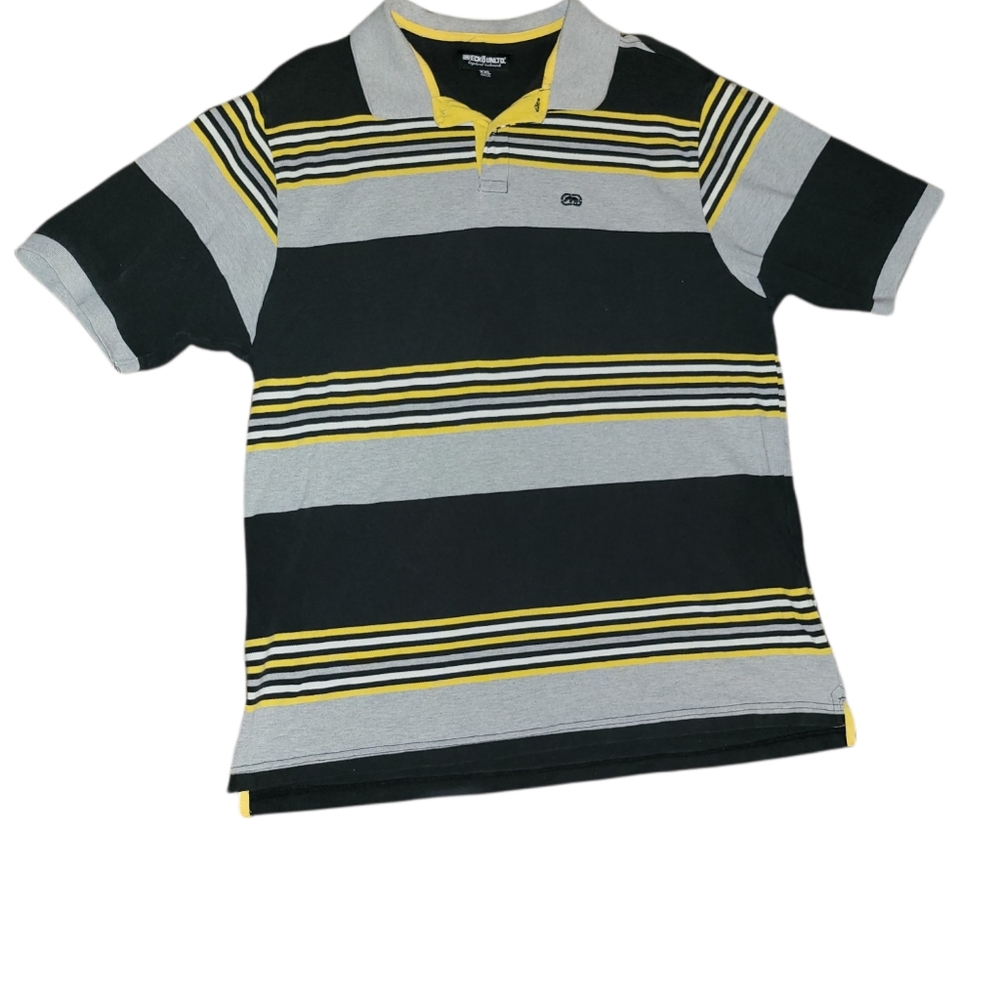 Black yellow and gray collared shirt